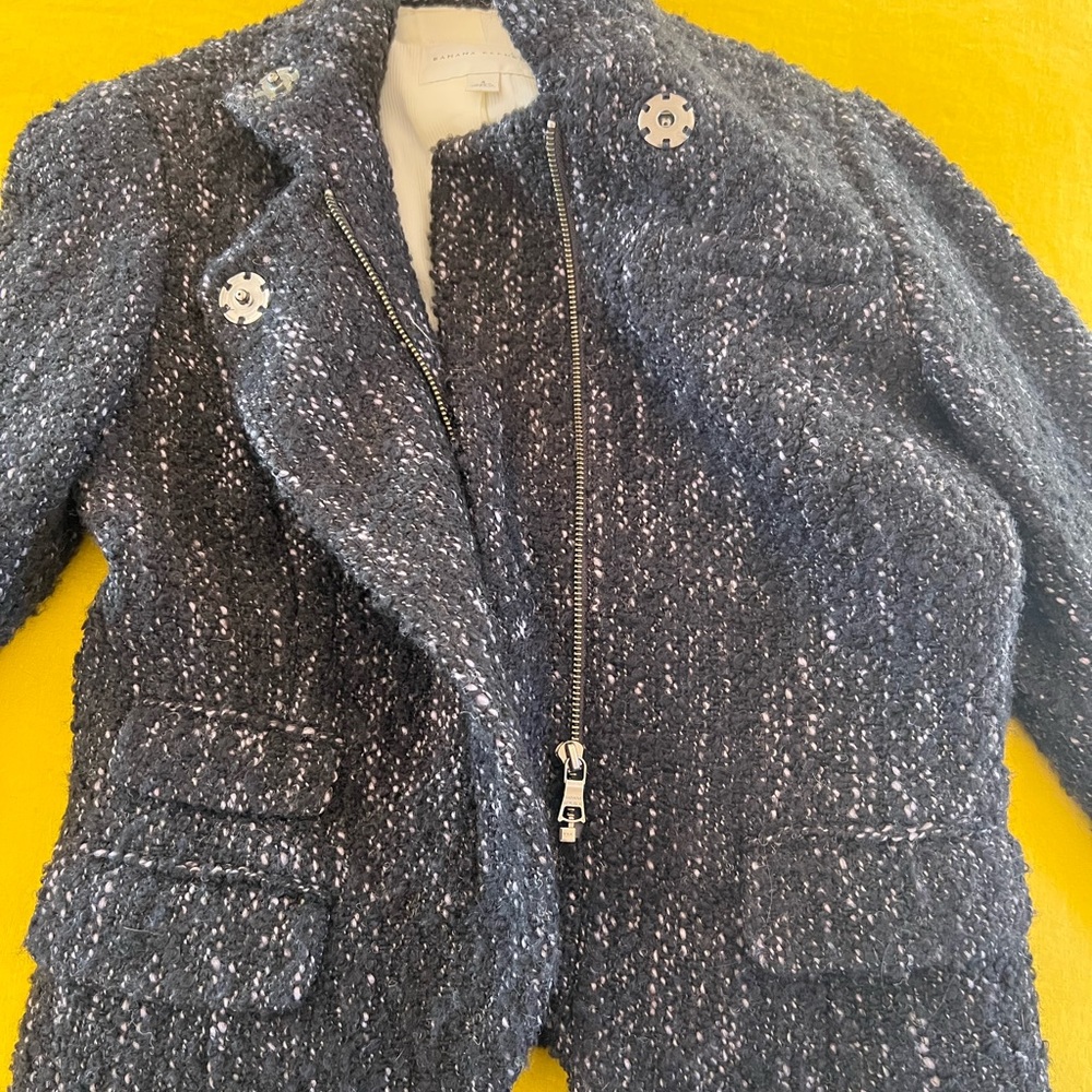 Black Tweed Wool Fitted Jacket S